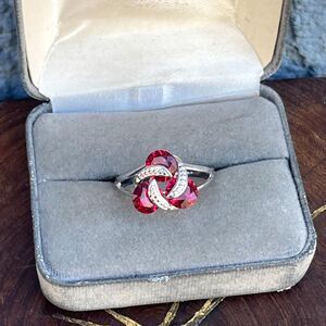 Vintage Pink Ring Size 10 1/4 Sterling Silver Cocktail jewelry spinner